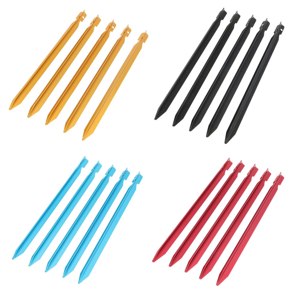 Cheap Goat Tents 5pcs 23cm Aluminum Camping Tent Stakes Pegs Triangle Ground Nails Tent Accessories 